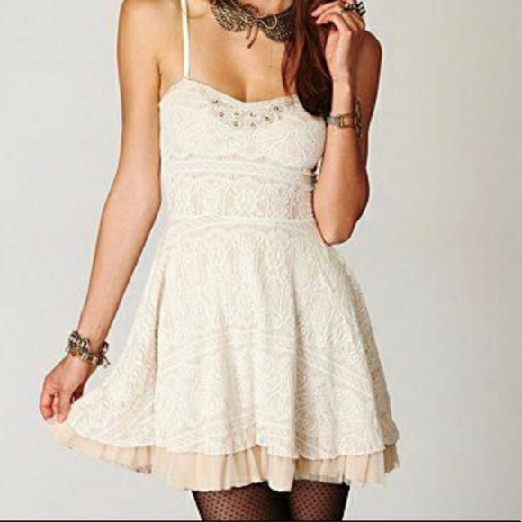 Free People Dresses & Skirts - Free people lace dress endless summer strapless mini dress with embellished neck